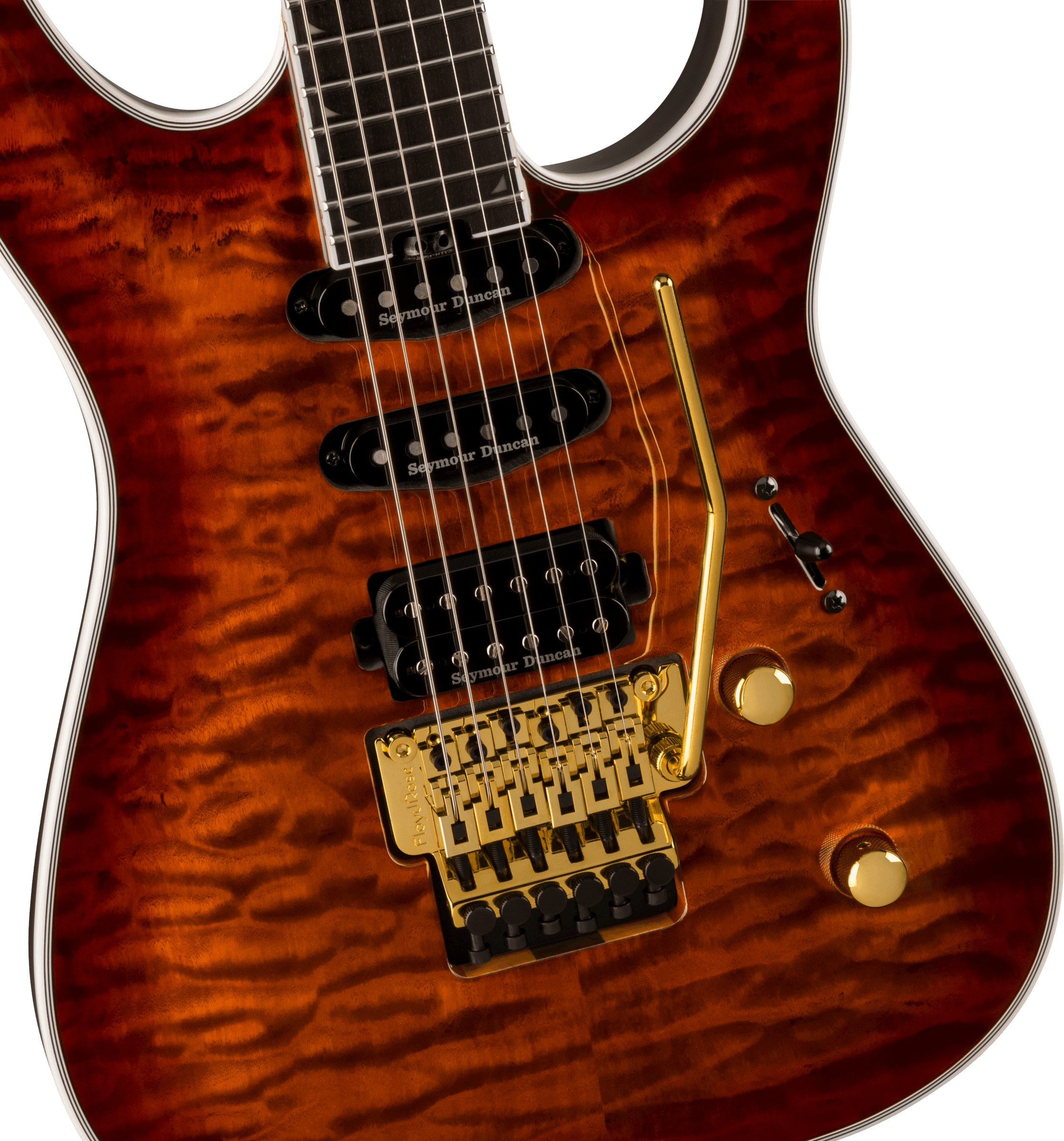 Jackson Soloist Sla3q Pro Plus Hss Seymour Duncan Fr Eb - Amber Tiger Eye - Guitarra eléctrica con forma de str. - Variation 2