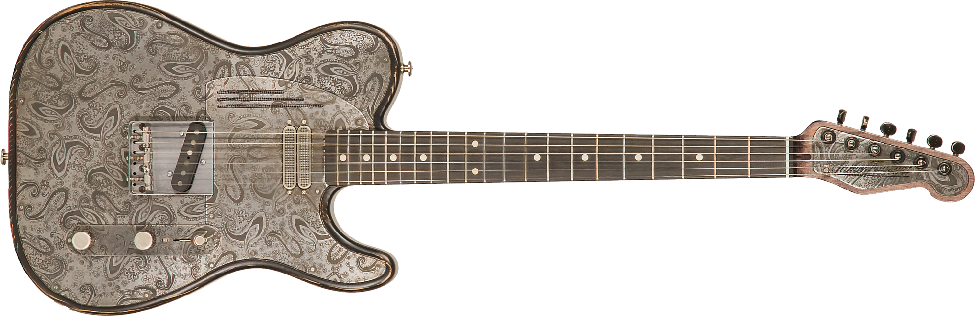 James Trussart Steeltopcaster Sh Ht Eb #21135 - Antique Silver Paisley - Guitarra eléctrica con forma de tel - Main picture