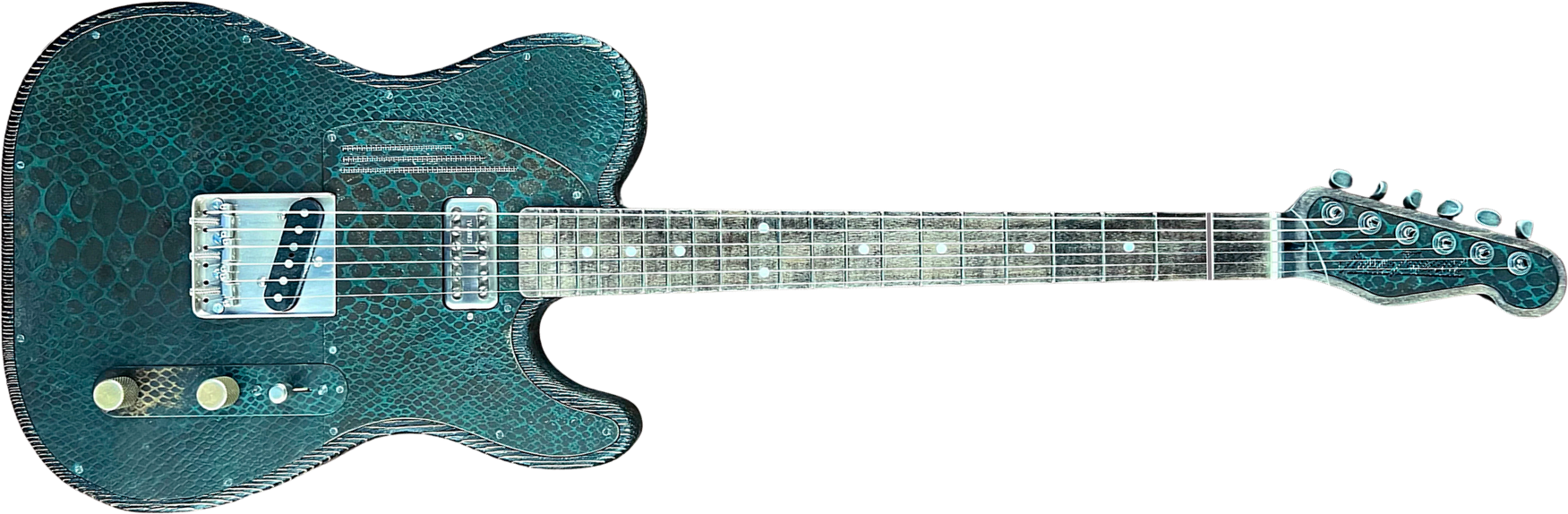 James Trussart Steeltopcaster Sh Ht Mn #12204 - Rusty Engraved Snake Skin - Guitarra eléctrica con forma de tel - Main picture