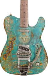 Guitarra eléctrica semi caja James trussart Deluxe SteelCaster Blue Moon #22099 - Titanic green gator