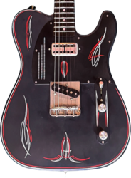 Guitarra eléctrica semi caja James trussart Steelcaster #25085 - Satin Black Pinstripe