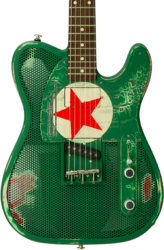 Guitarra eléctrica semi caja James trussart Steelcaster #26052 - Red star holey gator pickguard