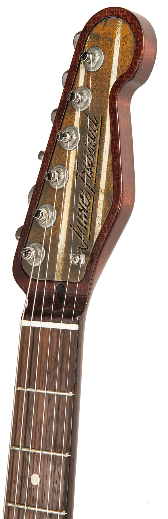 James Trussart Steelcaster Deluxe Perf. Back 2s Pf #20033 - Rust O Matic Cream Racing Stripes - Guitarra eléctrica con forma de tel - Variation 4