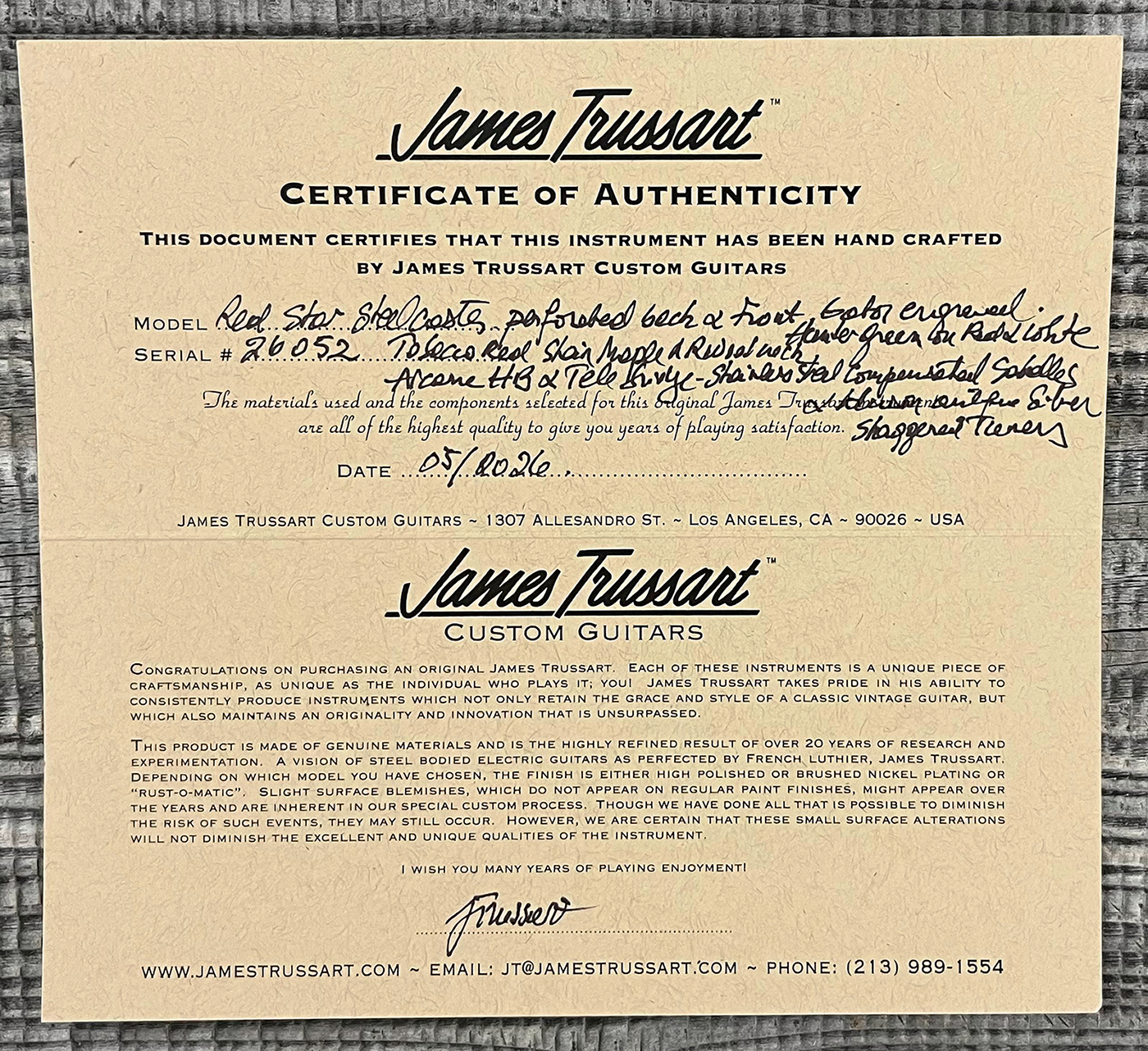 James Trussart Steelcaster Sh Ht Rw #26052 - Red Star Holey Gator Pickguard - Guitarra eléctrica semi caja - Variation 16