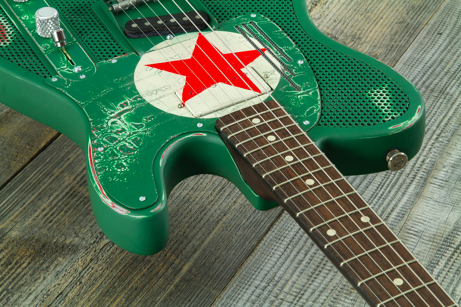 James Trussart Steelcaster Sh Ht Rw #26052 - Red Star Holey Gator Pickguard - Guitarra eléctrica semi caja - Variation 5