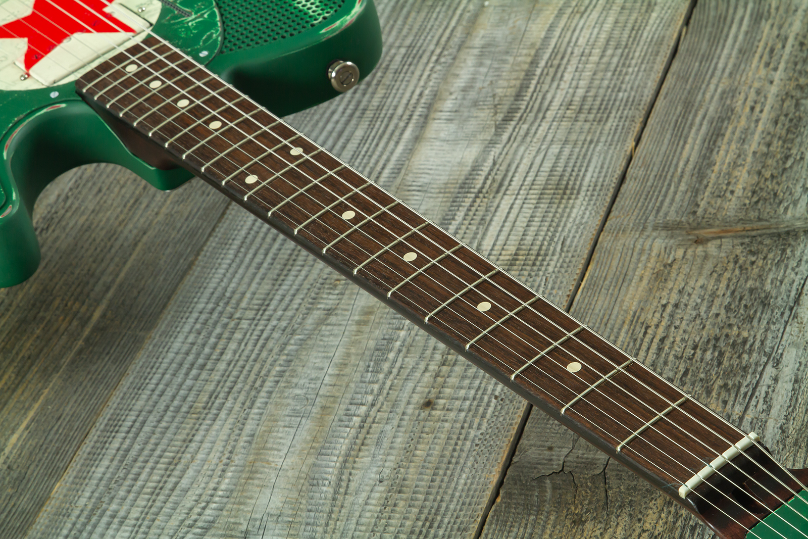 James Trussart Steelcaster Sh Ht Rw #26052 - Red Star Holey Gator Pickguard - Guitarra eléctrica semi caja - Variation 6
