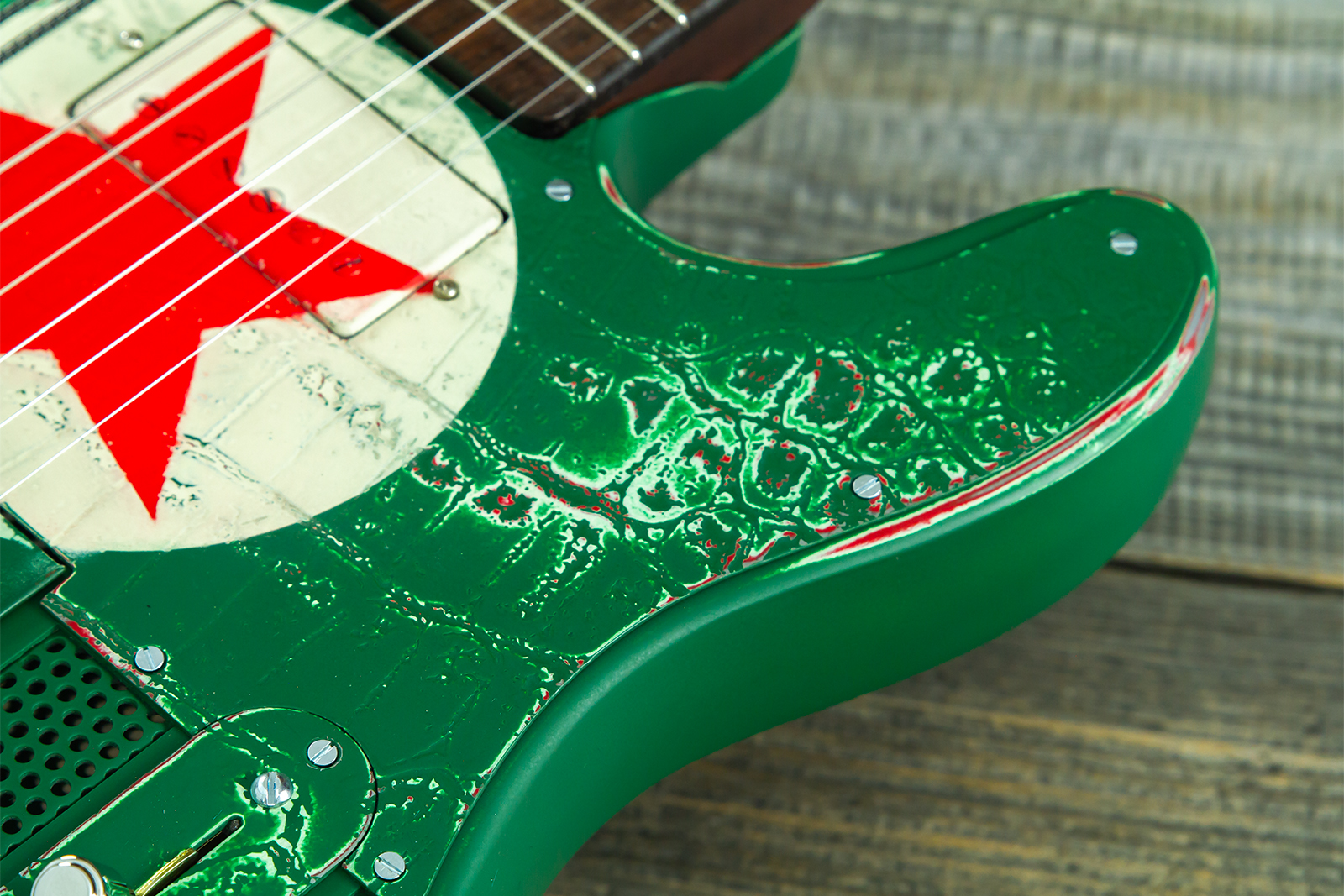 James Trussart Steelcaster Sh Ht Rw #26052 - Red Star Holey Gator Pickguard - Guitarra eléctrica semi caja - Variation 8