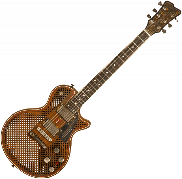 Guitarra eléctrica de cuerpo sólido James trussart SteelDeville #21179 - Rust o matic pinstriped caged