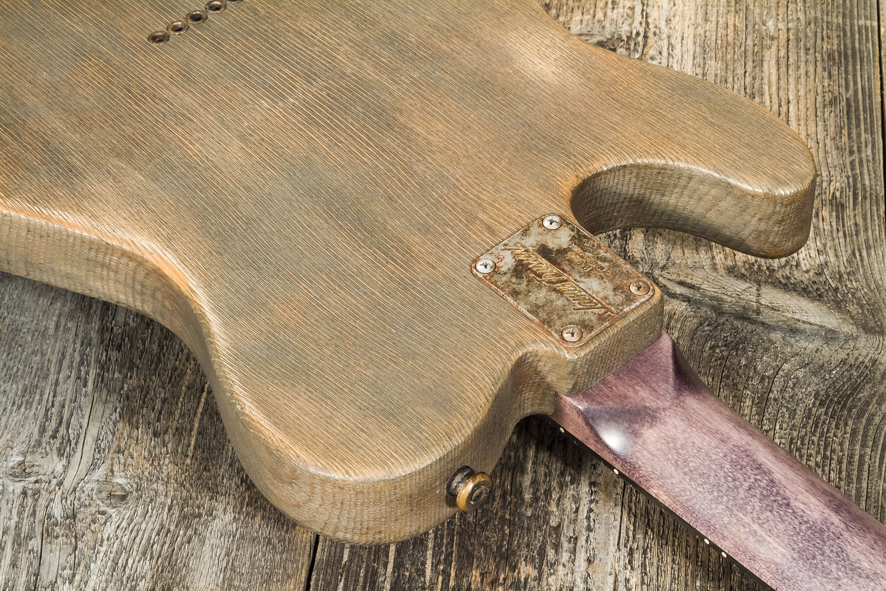 James Trussart Steelguard Caster Sugar Pine Sh Eb #18035 - Rust O Matic Gator Grey Driftwood - Guitarra eléctrica con forma de tel - Variation 6
