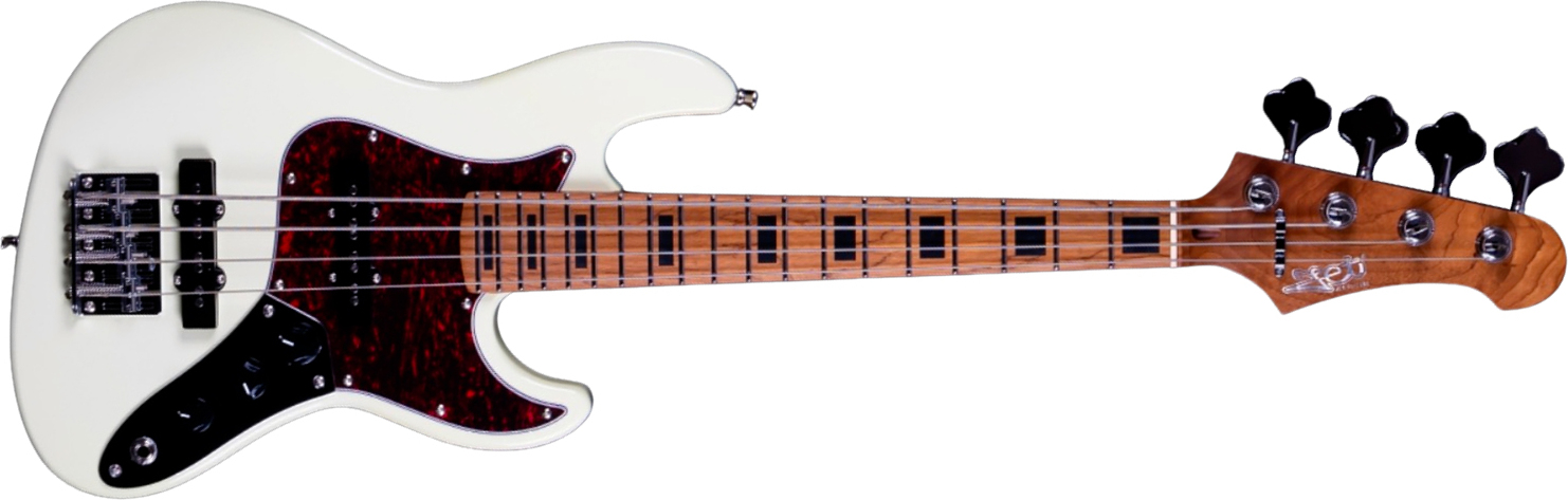 Jet Guitars Jjb300 Travel Ow Shsc Mn - Olympic White - Bajo eléctrico de viaje - Main picture