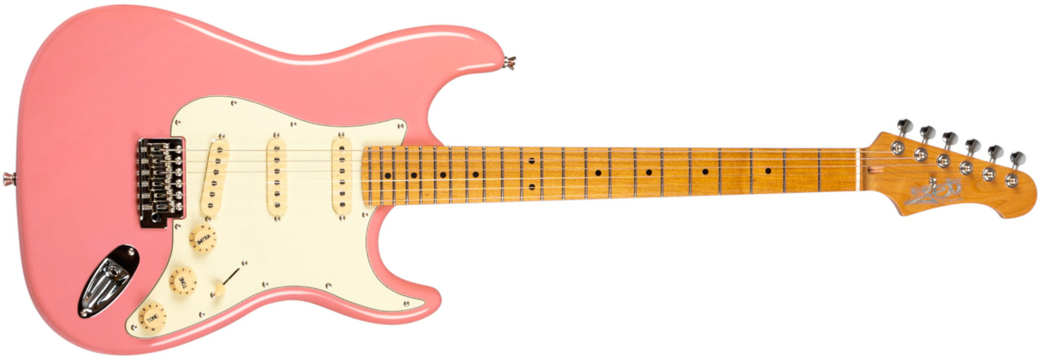 Jet Guitars Js300 Bgd 3s Trem Mn - Burgundy Pink - Guitarra eléctrica con forma de str. - Main picture