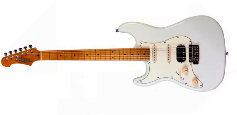 Jet Guitars Js400 Ow Lh Gaucher Hss Trem Mn - White - Guitarra eléctrica con forma de str. - Main picture