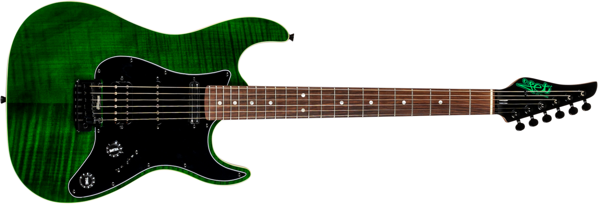 Jet Guitars Js450 Tgr Hss Trem Rw - Transparent Green - Guitarra eléctrica con forma de str. - Main picture