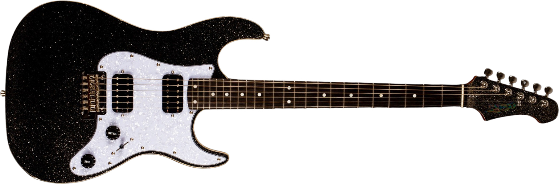 Jet Guitars Js500 Bls 2h Trem Eb - Black Sparkle - Guitarra eléctrica con forma de str. - Main picture