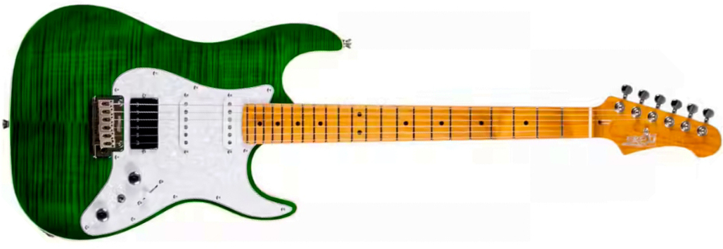 Jet Guitars Js600 Tgr Trem Hss Mn - Transparent Green - Guitarra eléctrica con forma de str. - Main picture