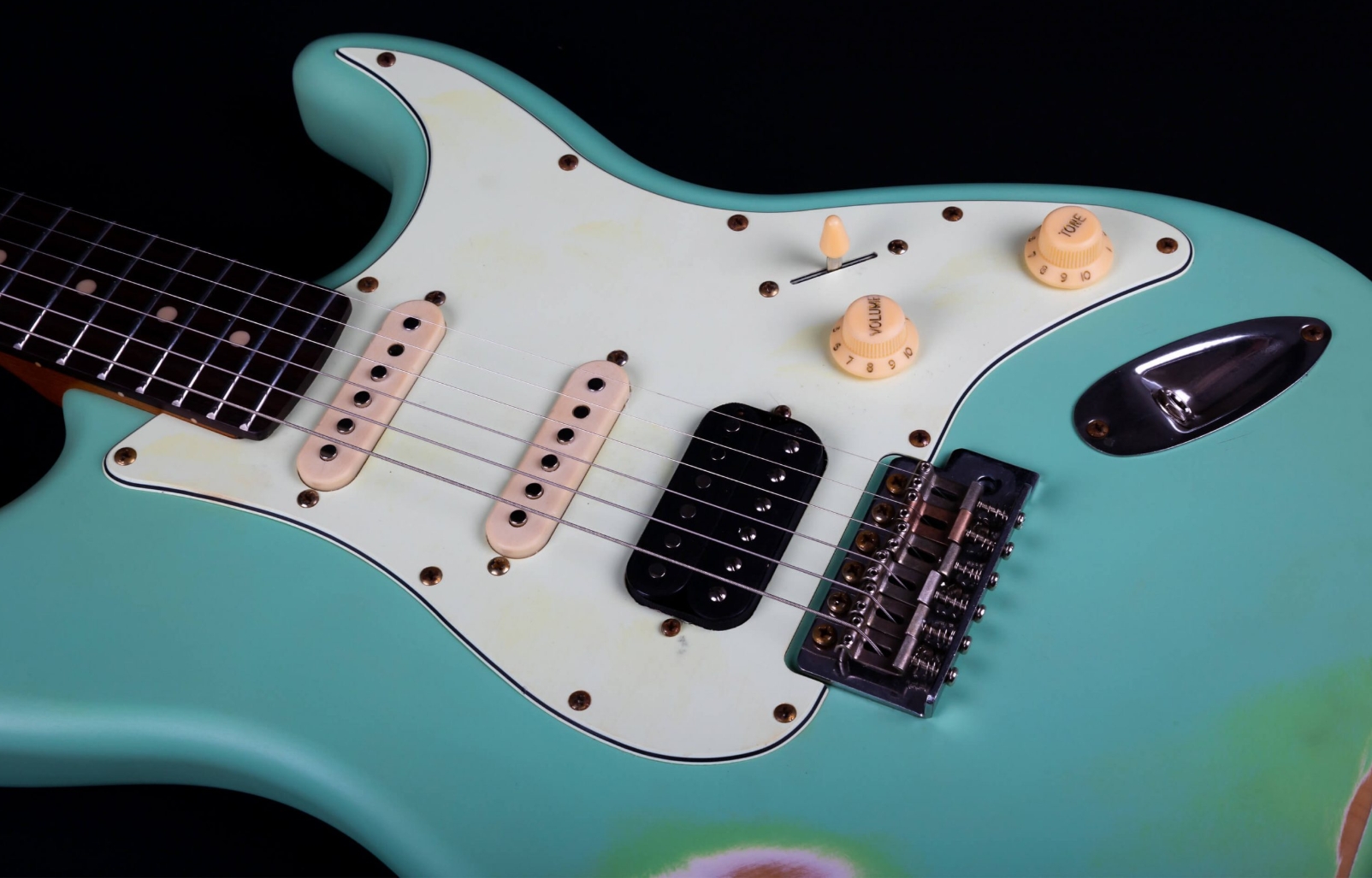 Jet Guitars Js400 Sg Rlc Hss Trem Mn - Sea Foam Green Relic - Guitarra eléctrica con forma de str. - Variation 4