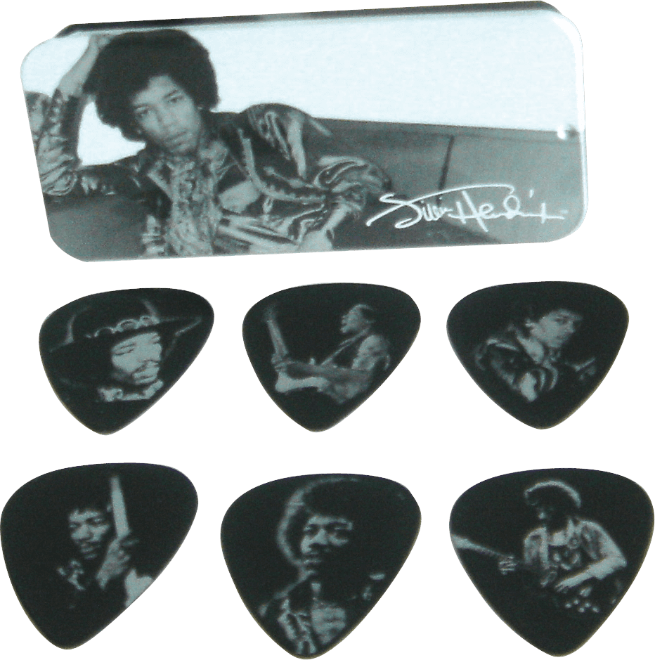 Jim Dunlop Jh-pt05h - BoÎte Metal Collector Jimi Hendrix 12 MÉdiators Silver Portrait Heavy - Púas - Main picture