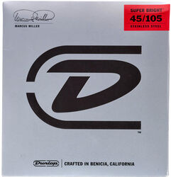 Cuerdas para bajo eléctrico Jim dunlop Marcus Miller DBMMS45105 Super Bright Electric Bass Strings 45-105 - Juego de 4 cuerdas