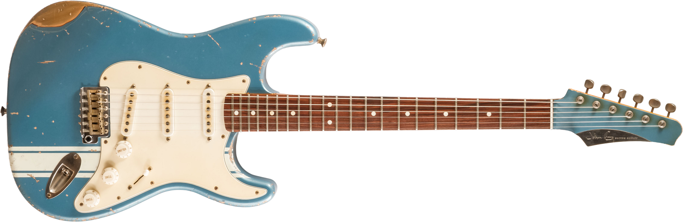 John Cruz Crossville St 3s Trem Rw #jc00870522 - Battle Axe Gulfstream Blue Metallic - Guitarra eléctrica con forma de str. - Main picture