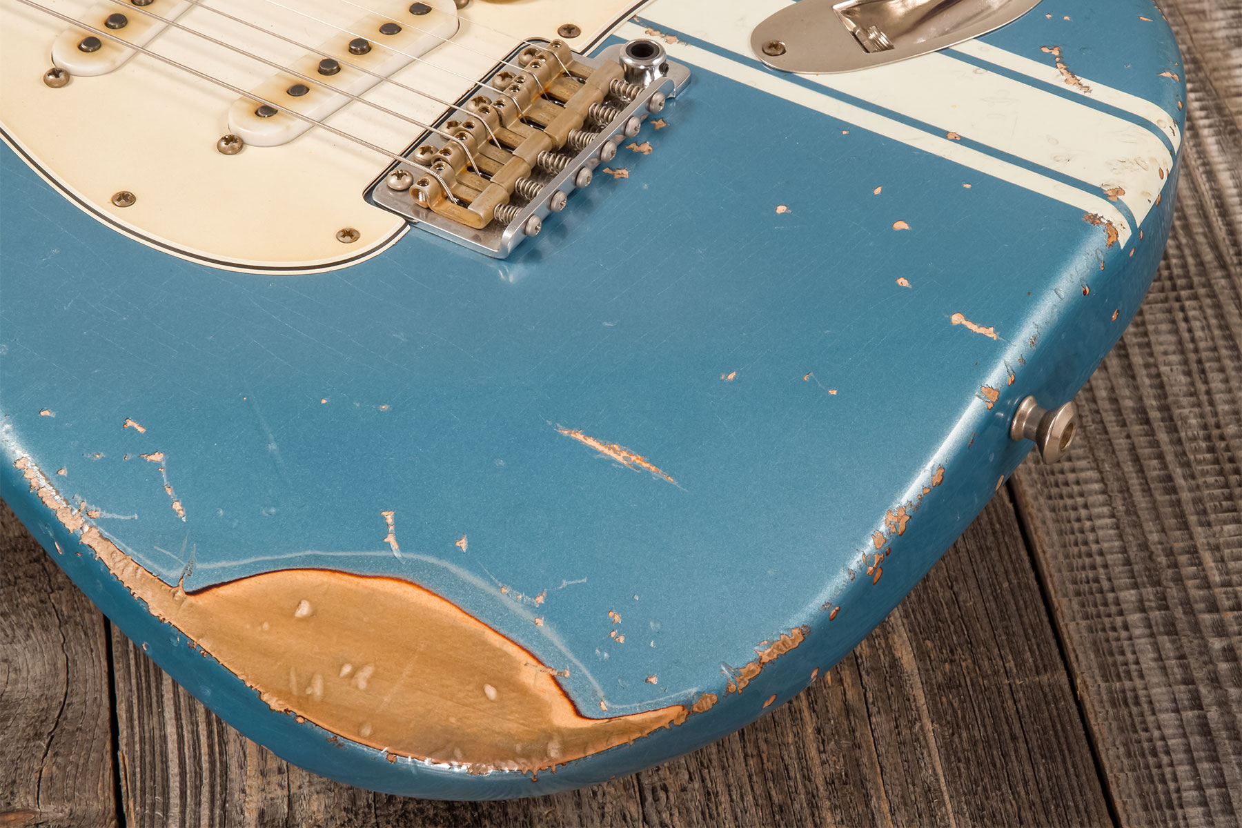 John Cruz Crossville St 3s Trem Rw #jc00870522 - Battle Axe Gulfstream Blue Metallic - Guitarra eléctrica con forma de str. - Variation 3