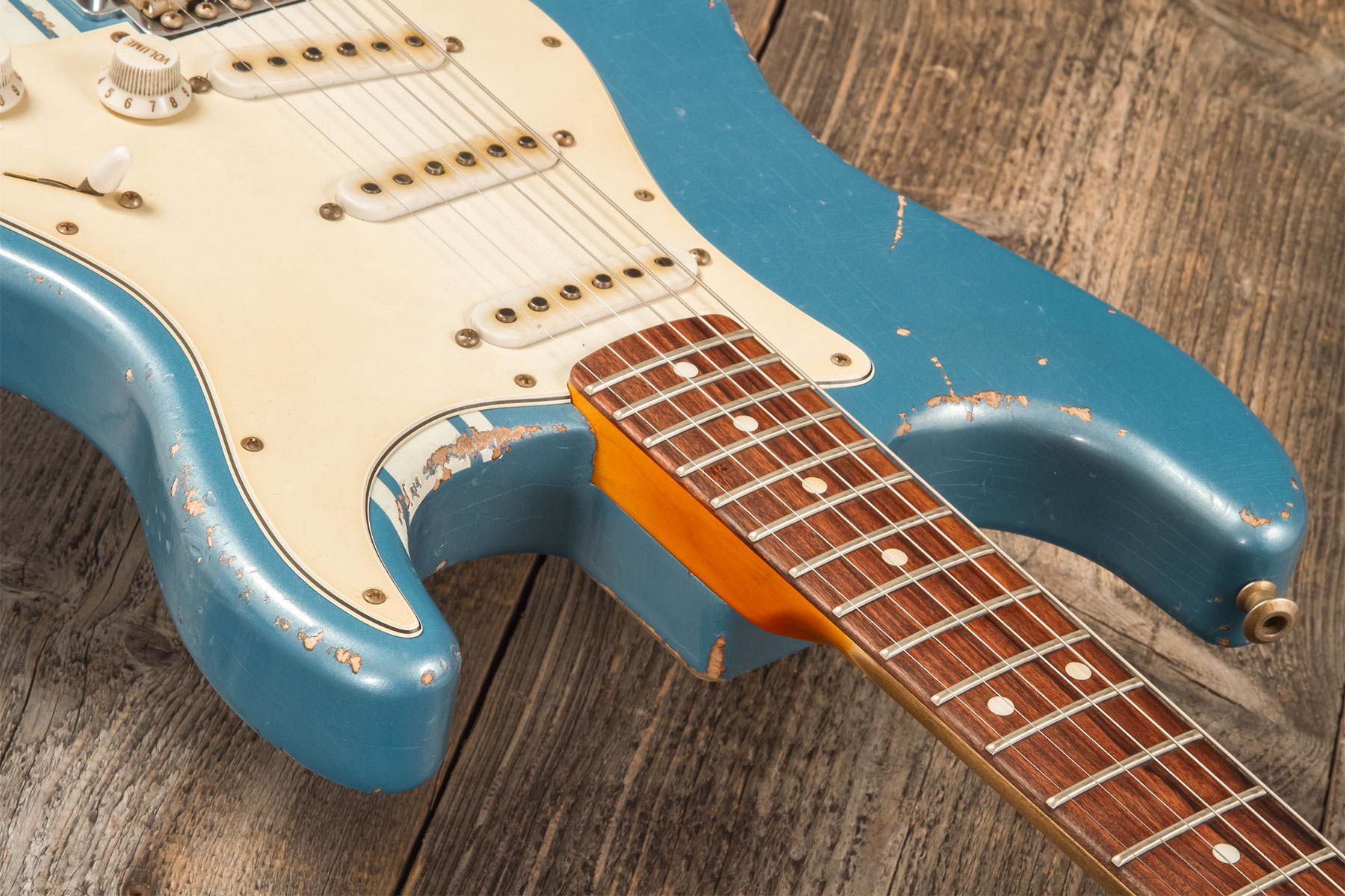John Cruz Crossville St 3s Trem Rw #jc00870522 - Battle Axe Gulfstream Blue Metallic - Guitarra eléctrica con forma de str. - Variation 4