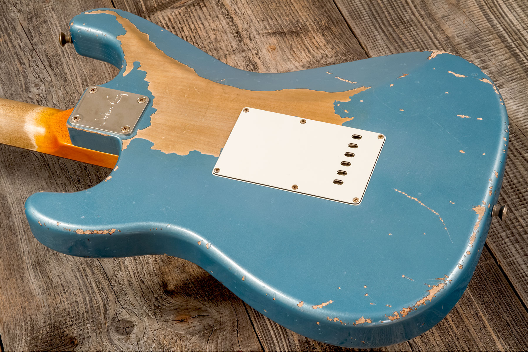 John Cruz Crossville St 3s Trem Rw #jc00870522 - Battle Axe Gulfstream Blue Metallic - Guitarra eléctrica con forma de str. - Variation 6
