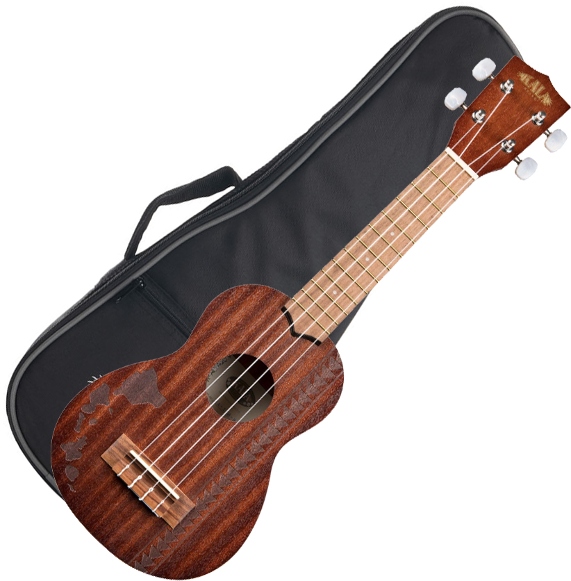 Kala Ka-15s-h2 Satin Mahogany Soprano Tout Acajou Wal +housse - Hawaiian Islands & Tattoo - Ukulele - Variation 1