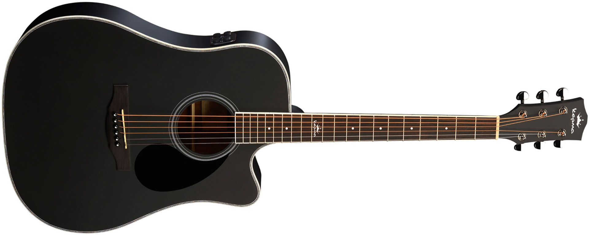 Kepma Edce-k10 Plytone Dreadnought Epicea Acajou Rw - Black Matte - Guitarra folk - Main picture