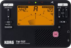 Afinador de guitarra Korg Tuner/Metronome TM70T-BK + Micro Clip