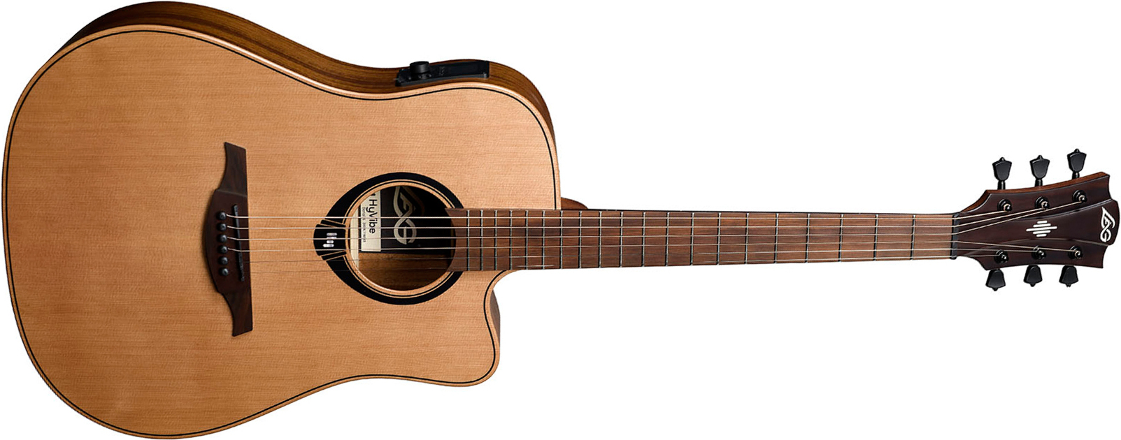 Lag Hv10dce Hyvibe H2 Dreadnought Cw Cedre Khaya Bra - Natural - Guitarra folk - Main picture