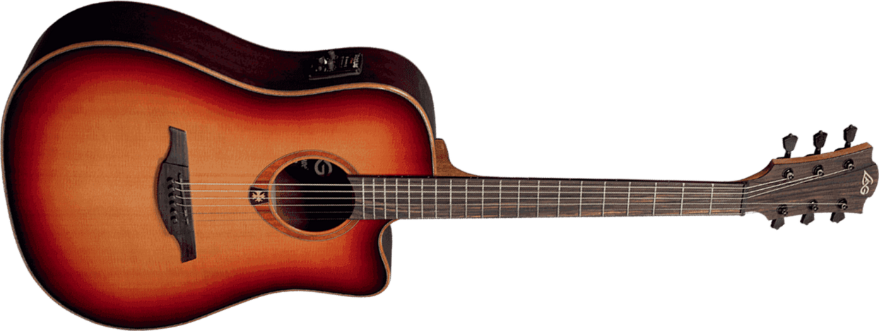 Lag T100dce Tramontane Dreadnought Cw Cedre Sapele - Brown Sunburst - Guitarra electro acustica - Main picture