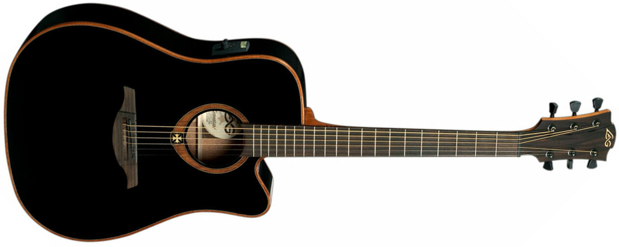 Lag T100dce Tramontane Dreadnought - Ope - Black - Guitarra acústica & electro - Main picture