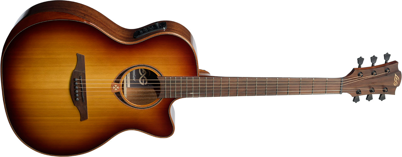 Lag T118abce Bevel Tramontane Auditorium Cw Cedre Khaya Bro - Brown Sunburst - Guitarra electro acustica - Main picture