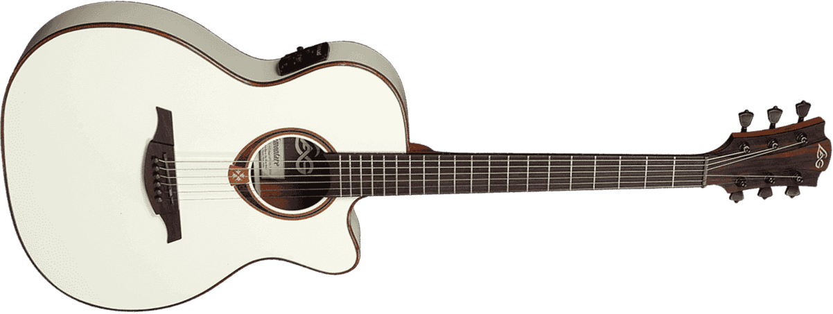 Lag T118asce Tramontane Auditorium Thinline Cw Cedre Khaya Bro - Ivory - Guitarra electro acustica - Main picture