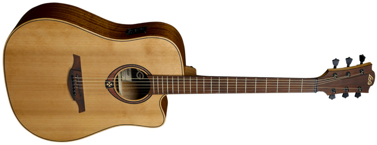 Lag T170dce Tramontane Dreadnought Cw Cedre Khaya Bro - Naturel - Guitarra electro acustica - Main picture