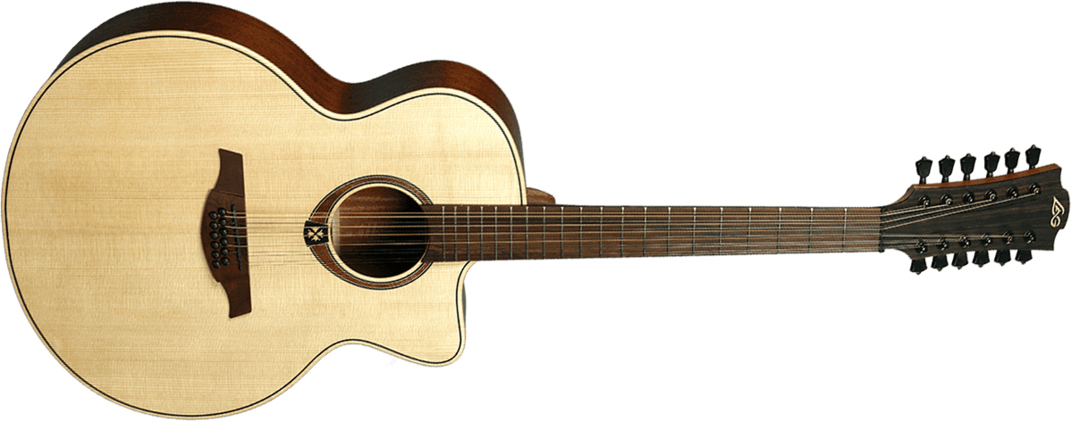 Lag T177j12ce Tramontane Jumbo Cw 12-cordes Epicea Khaya Bro - Naturel - Guitarra folk - Main picture