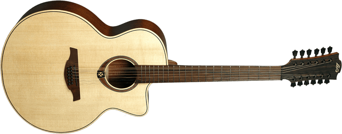 Lag T177j12ce Tramontane Jumbo Cw 12-cordes Epicea Khaya Bro - Naturel - Guitarra electro acustica - Main picture