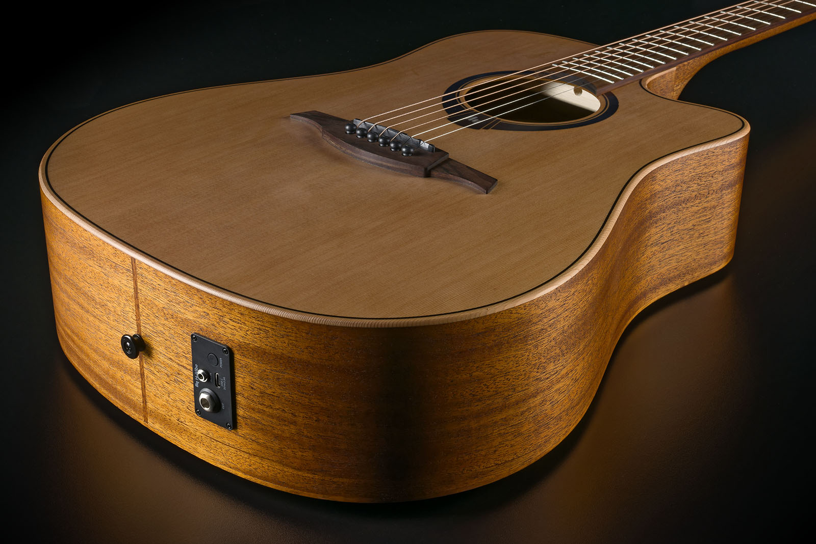 Lag Hv10dce Hyvibe H2 Dreadnought Cw Cedre Khaya Bra - Natural - Guitarra folk - Variation 2