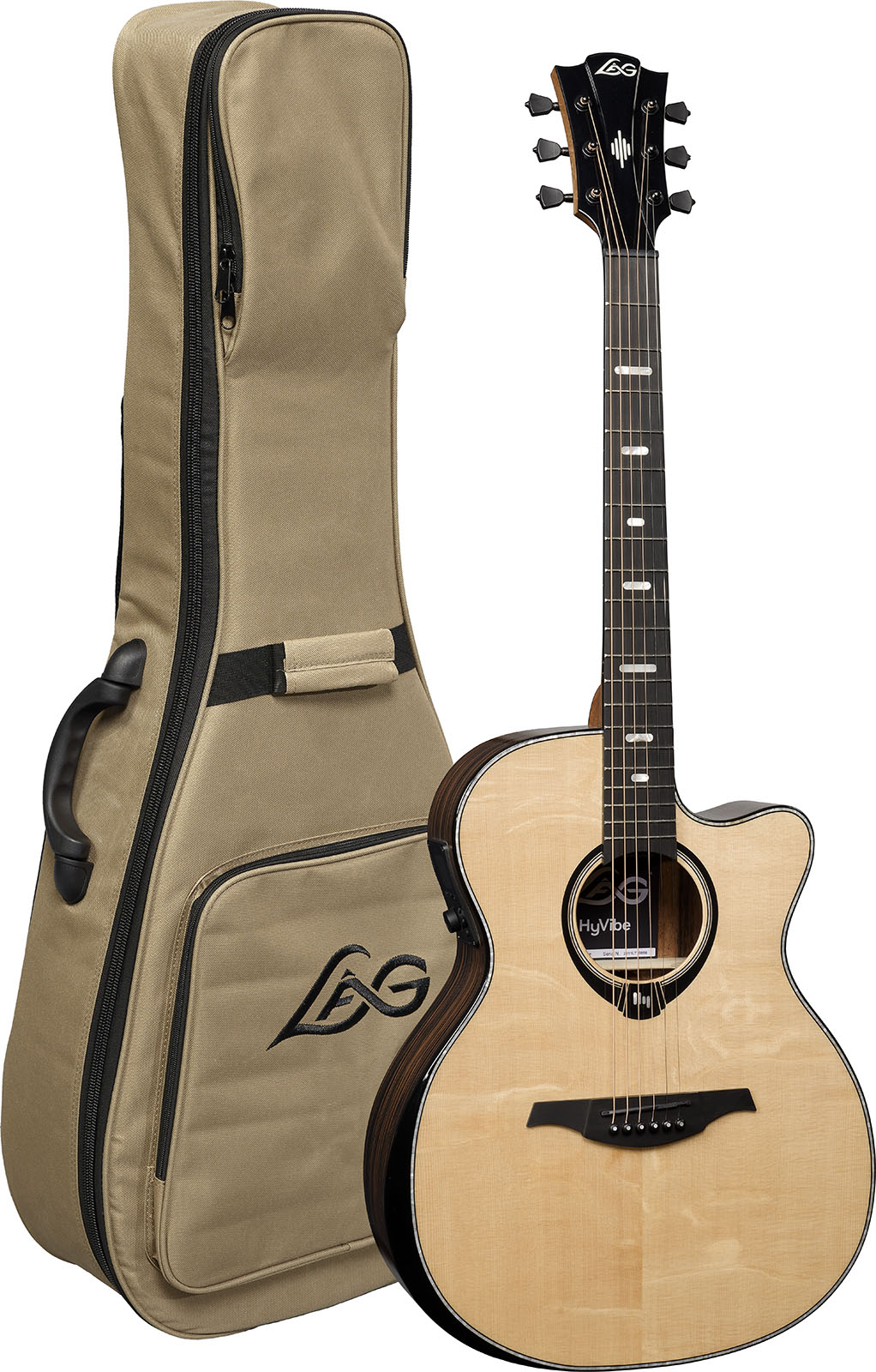 Lag Hv50ace Hyvibe H2 Auditoruium Cw Epicea Bokote Bkbr - Natural - Guitarra folk - Variation 9
