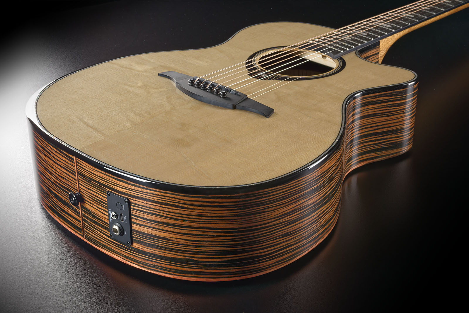 Lag Hv50ace Hyvibe H2 Auditoruium Cw Epicea Bokote Bkbr - Natural - Guitarra folk - Variation 2
