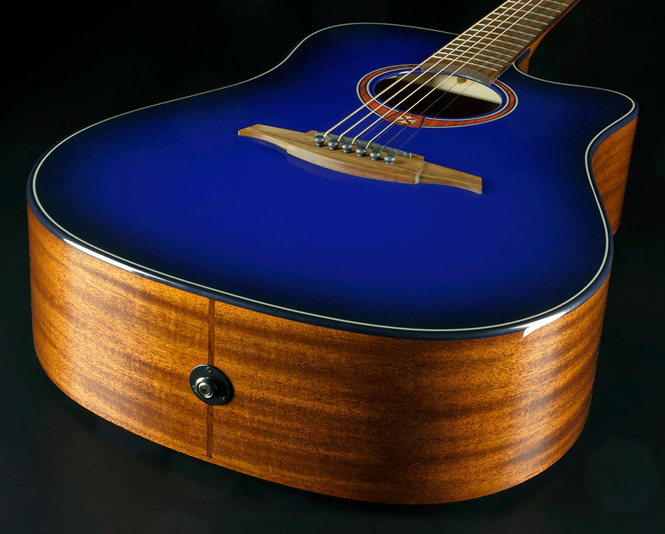 Lag T-blue-dce Tramontane Dreadnought Cw Cedre Acajou Bkbr - Blue Burst - Guitarra electro acustica - Variation 2