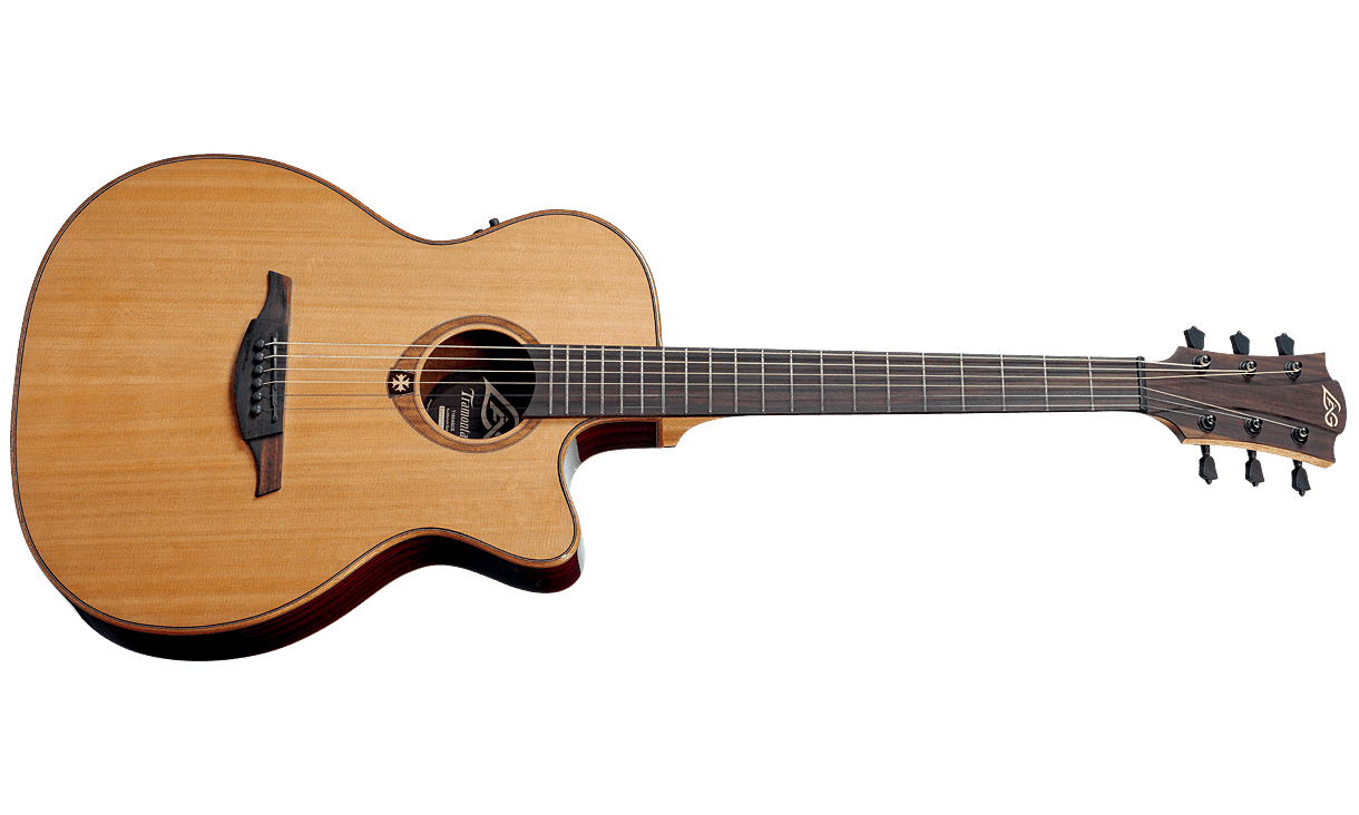 Lag T100asce Tramontane Auditorium Slim Cw Cedre Acajou Rw - Naturel Brillant - Guitarra acústica & electro - Variation 1