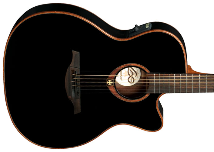 Lag T100asce Tramontane Auditorium Slim Cw Cedre Acajou Rw - Black - Guitarra acústica & electro - Variation 2