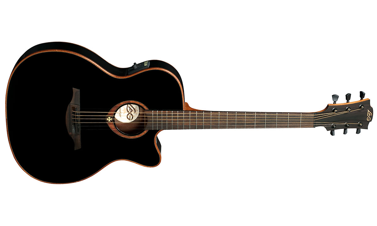 Lag T100asce Tramontane Auditorium Slim Cw Cedre Acajou Rw - Black - Guitarra acústica & electro - Variation 1