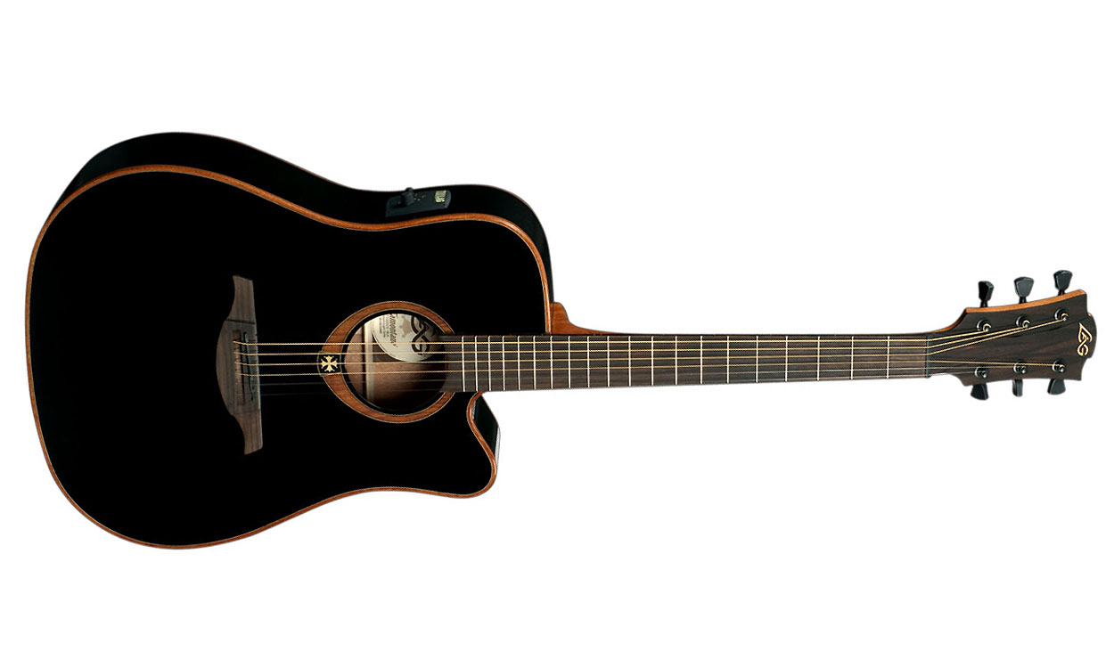 Lag T100dce Tramontane Dreadnought Cw Cedre Acajou Rw - Black Gloss - Guitarra acústica & electro - Variation 1