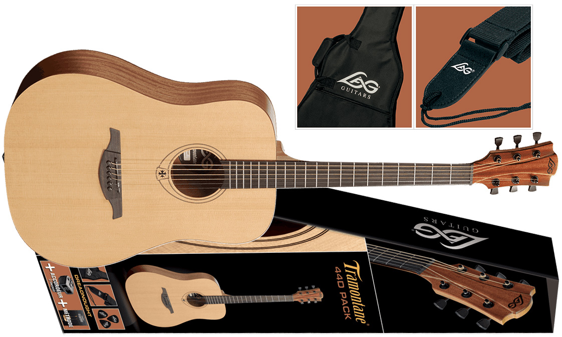 Lag T44d-pack Tramontane Dreadnought Epicea Acajou - Naturel Satin - Pack guitarra acústica - Variation 2