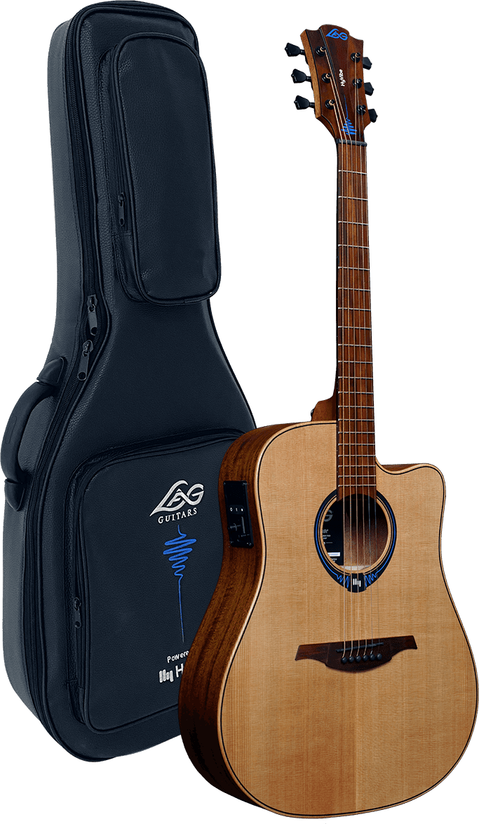 Lag Thv10dce Hyvibe Dreadnought Cedre/acajou Cw+housse - Naturel - Guitarra electro acustica - Variation 1