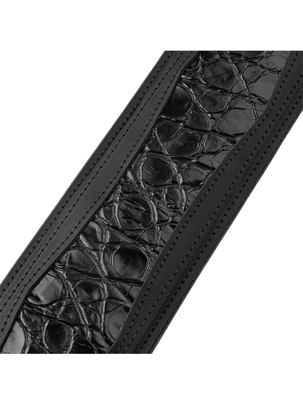 Levy's Apex - Cuir Crazy Horse RembourrÉ, Motif Croco, 7,6 Cm - Black - Correa - Variation 1