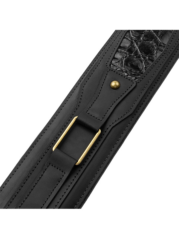Levy's Apex - Cuir Crazy Horse RembourrÉ, Motif Croco, 7,6 Cm - Black - Correa - Variation 2