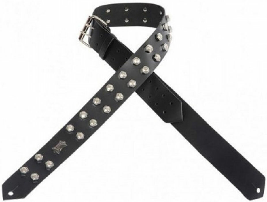 Levy's Pm28-2n Garment Leather Guitar Strap 2inc Cuir Ecrous Black - Correa - Main picture